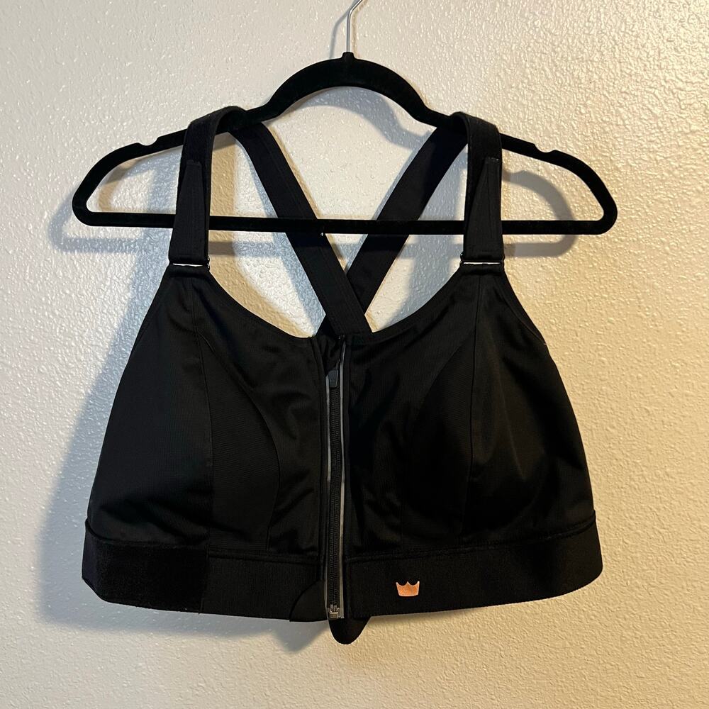 SHEFIT Black Front-Zip High-Impact Sports Bra